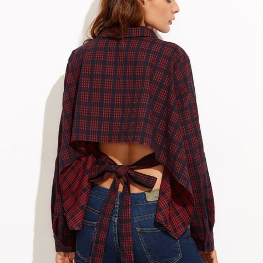 Burgundy & Blue Plaid Flannel*Wear w Tank Top*